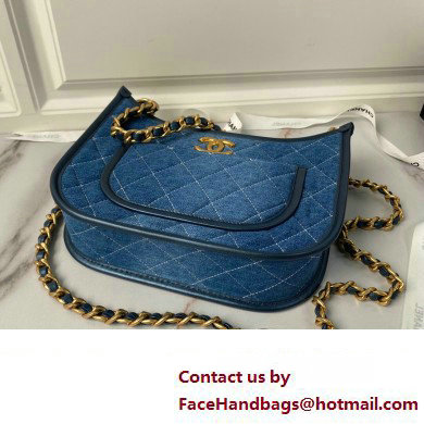 Chanel Washed Denim  &  Gold-Tone Metal Hobo Handbag AS4666 Blue 2024